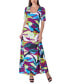 Фото #1 товара Women's Print Elbow Sleeve Casual A Line Maxi Dress