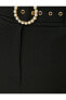 Фото #6 товара Culotte Pantolon Crop Bol Paça Yüksek Bel İnci Kemerli