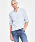 Фото #1 товара Men's Regular-Fit Linen Popover Shirt, Created for Macy's