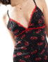 Фото #3 товара ASOS DESIGN cherry cami dress with red contrast trim