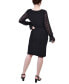 Petite Long Chiffon-Sleeve Knit Dress