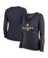 ფოტო #1 პროდუქტის Women's Navy Houston Astros 2022 World Series Champions Long Sleeve Tri-Blend Scoop Neck T-shirt