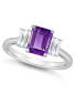 Women's Amethyst (1-3/5 ct.t.w.) and White Topaz (3/4 ct.t.w.) 3-Stone Ring in Sterling Silver