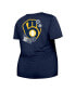 Фото #2 товара Women's Navy Milwaukee Brewers Plus Size Two-Hit Front Knot T-shirt