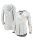 Фото #1 товара Women's Gray Clemson Tigers Space Dye Lace-Up V-Neck Long Sleeve T-shirt