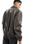 Фото #7 товара ASOS DESIGN oversized distressed faux leather bomber jacket in brown