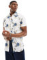 Фото #2 товара Jack & Jones Originals floral print short sleeve shirt in cream