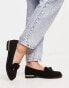 New Look suedette loafer in black with chain heel detail