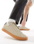 ASOS DESIGN beige suedette trainers with gum sole