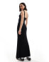 Bershka ribbed scoop neck bodycon maxi dress in black