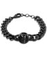 ფოტო #1 პროდუქტის Black-Tone IP Stainless Steel 3D $kull Cuban Link Bracelet
