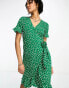 ONLY Tall frill wrap mini dress in green ditsy floral