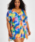 Фото #1 товара Plus Size Watercolor-Print Cover-Up Dress
