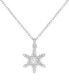 Фото #3 товара Cubic Zirconia Snowflake Pendant Necklace in Sterling Silver, 16" + 2" extender, Created for Macy's