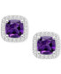 ფოტო #9 პროდუქტის Amethyst (1 ct. t.w.) & Diamond (1/5 ct. t.w.) Cushion Halo Stud Earrings in Sterling Silver (Also in Citrine, Garnet, Peridot, & Blue Topaz)