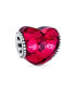 Фото #1 товара Valentine Love Rose Pink Heart Shape Faceted Murano Glass Spacer Charm Bead For Women Teen .925 Sterling Silver Core Fits European Bracelet