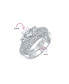 Filigree Cubic Zirconia 3CT Brilliant Cut Round Solitaire Three Stone Past Present Future CZ Anniversary Engagement Ring Set Band Sterling Silver