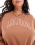 Lee plus varsity logo crew neck sweatshirt in brown