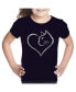 Child Cat Heart - Girl's Word Art T-Shirt