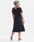 ფოტო #2 პროდუქტის Women's V-Neck Ruched-Sleeve Dress, Created for Macy's