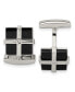 Stainless Steel Polished Black IP-plated CZ Square Cufflinks