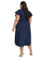 Фото #2 товара Plus Size Surplice-Neck Flutter-Sleeve Faux-Wrap Dress