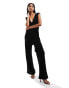 Фото #1 товара & Other Stories v front sleeveless wide leg jumpsuit with open back and tie waist in black