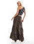 Фото #5 товара Bershka tiered maxi skirt in chocolate