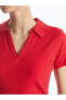 Classic Polo Yaka Düz Kısa Kollu Kadın Tişört
