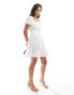 Фото #4 товара & Other Stories floral broderie embroidered milkmaid mini dress with tiered hem in white