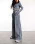 Фото #1 товара ASOS Weekend Collective co-ord waffle wide leg jogger with logo in acid washed grey