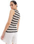 ASOS DESIGN crochet look monochrome zig zag waistcoat in black