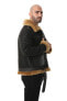 ფოტო #3 პროდუქტის Men's Shearling Belted Pilot Jacket, Washed Brown with Ginger Wool