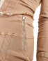 Фото #3 товара Bershka denim look pleated mini skirt co-ord in washed sand