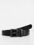 ASOS DESIGN smart faux leather skinny belt with matte black buckle in black