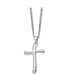 ფოტო #2 პროდუქტის Polished Wavy Cross Pendant on a Curb Chain Necklace