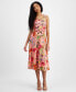 ფოტო #1 პროდუქტის Women's Linen-Blend Floral-Print Midi Dress