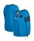 Фото #1 товара Women's Blue Carolina Panthers Plus Size Lace-Up Notch Neck Long Sleeve T-shirt