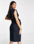 Фото #3 товара ASOS DESIGN Maternity angel sleeve midi pencil dress in navy