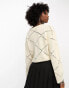 Noisy May pointelle wide neck jumper in cream