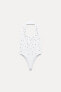 SEAMLESS HALTER BODYSUIT WITH RHINESTONES