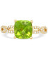 ფოტო #3 პროდუქტის Peridot (2-1/5 ct. t.w.) & Diamond (1/6 ct. t.w.) Cushion Braid Shank Ring in 14k Gold