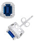 ფოტო #2 პროდუქტის Sapphire (1-3/8 Ct. t.w.) and Diamond (1/5 Ct. t.w.) Halo Stud Earrings