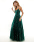 Фото #6 товара Juniors' Glitter-Tulle Lace-Up V-Neck Gown, Created for Macy's