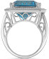 ფოტო #4 პროდუქტის London Blue Topaz (24 ct. t.w.) & Diamond (7/8 ct. t.w.) Halo Statement Ring in 14k White Gold