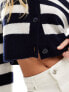 & Other Stories alpaca and merino wool blend cropped cardigan in navy and white stripe