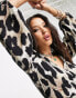 Фото #6 товара Object long sleeve midi wrap dress in leopard