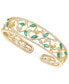 ფოტო #1 პროდუქტის Emerald (1-7/8 ct. t.w.) & White Topaz (1-5/8 ct. t.w.) Openwork Cuff Bangle Bracelet in 14K Gold-Plated Sterling Silver