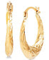 ფოტო #1 პროდუქტის Small Textured Hoop Earrings in 14k Gold