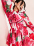 ASOS LUXE – Ausgestelltes Minikleid aus Chiffon mit Blumenmuster und Schluppe